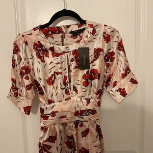 BCBGMaxAzria Red Tie Front Blouse